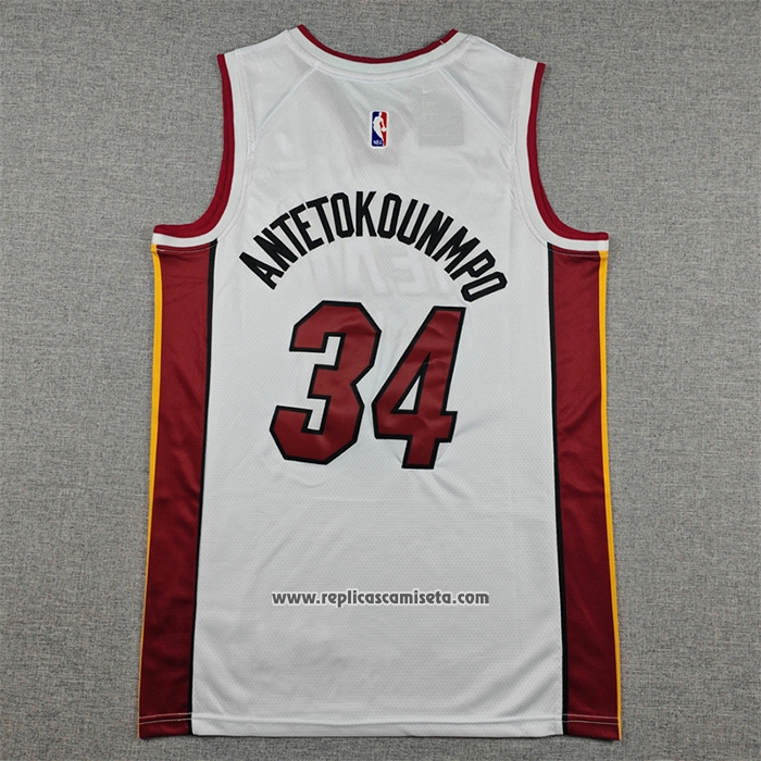 Camiseta Miami Heat Giannis Antetokounmpo NO 34 Association Blanco